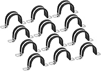 Vista 8 de uxcell 16 abrazaderas de cable de 1.496 in (1-1/2 pulgadas), correa de goma acolchada de goma de acero inoxidable 304 abrazadera de manguera