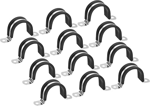 12 Pcs 1/2 Inch Rubber Cushioned Cable Clamp Hose Pipe Metal Tube Clamp