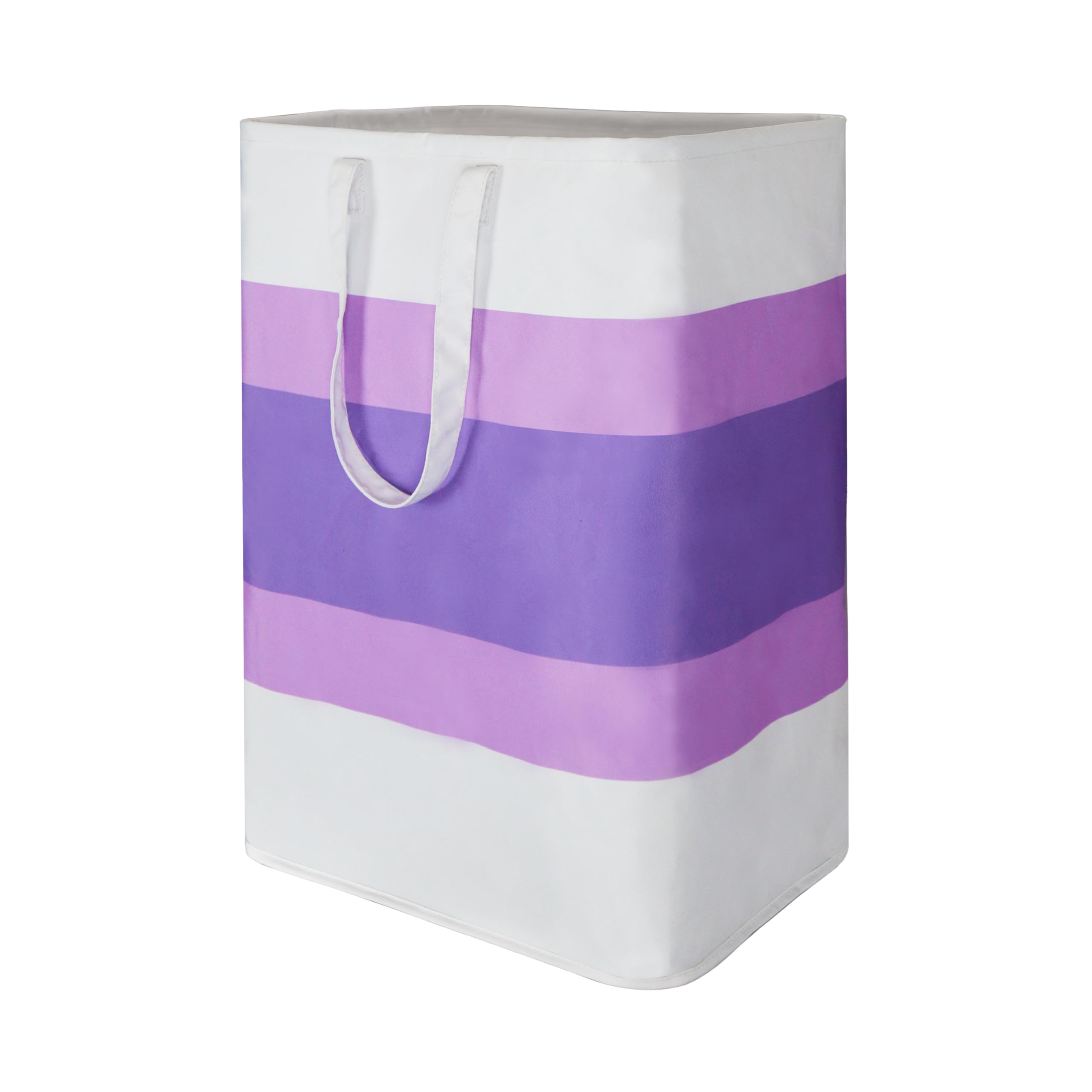 Stylish Foldable Laundry Hamper with Waterproof Liner,72L Freestanding Laundry Basket with Portable Handles Space-saving Storage Basket for Bedroom,Bathroom,Laundry Room,Easy Carry to Travel (Purple)