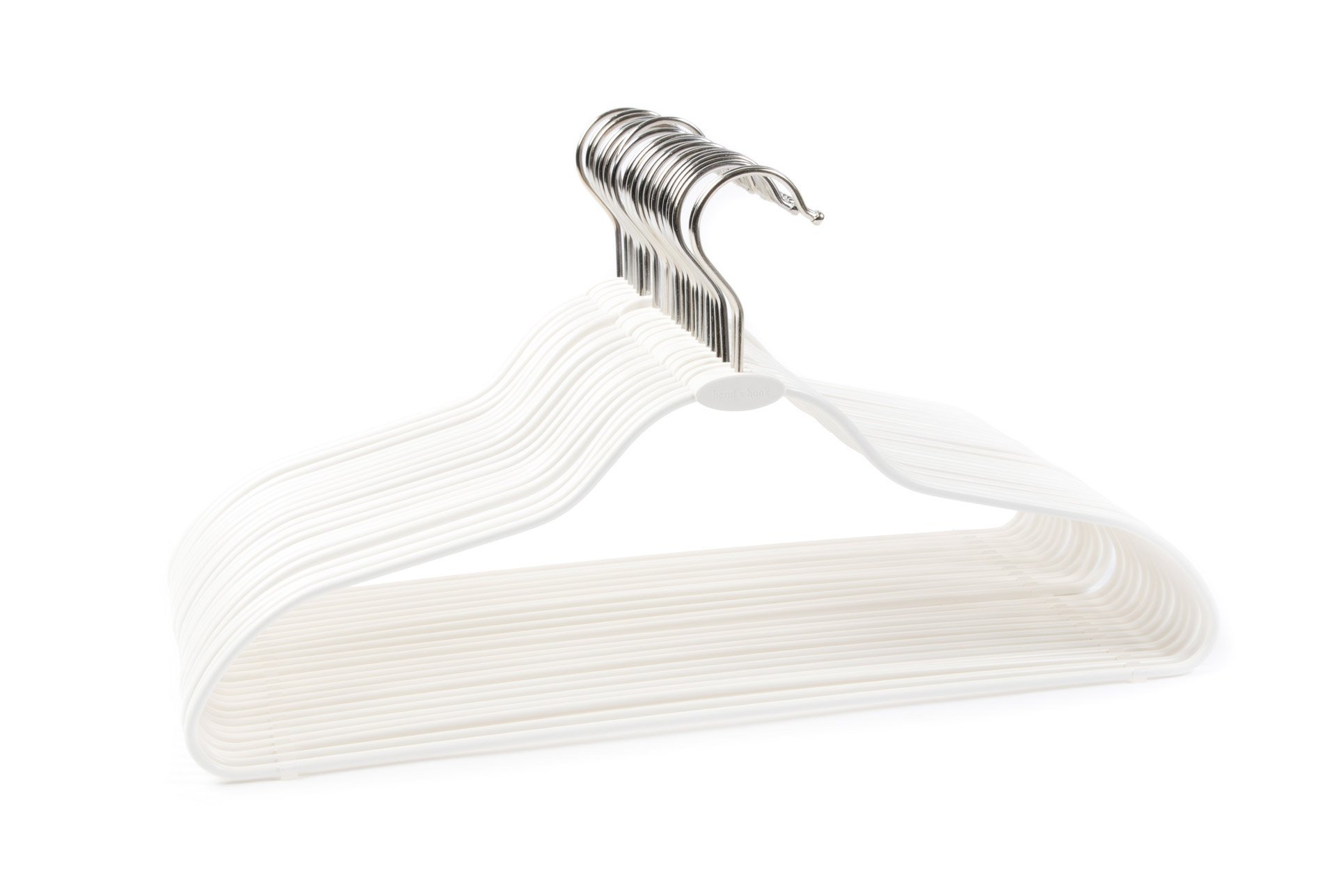 Bend & Hook Standard Perfect Hanger, Made in USA, 24 Pack (Magnolia White)