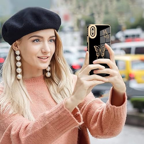 Miniatura 2 de BITOBE Funda diseñada para iPhone Xs Max, diseño de mariposas para mujeres y niñas, borde chapado de lujo, protección completa de lente de cámara