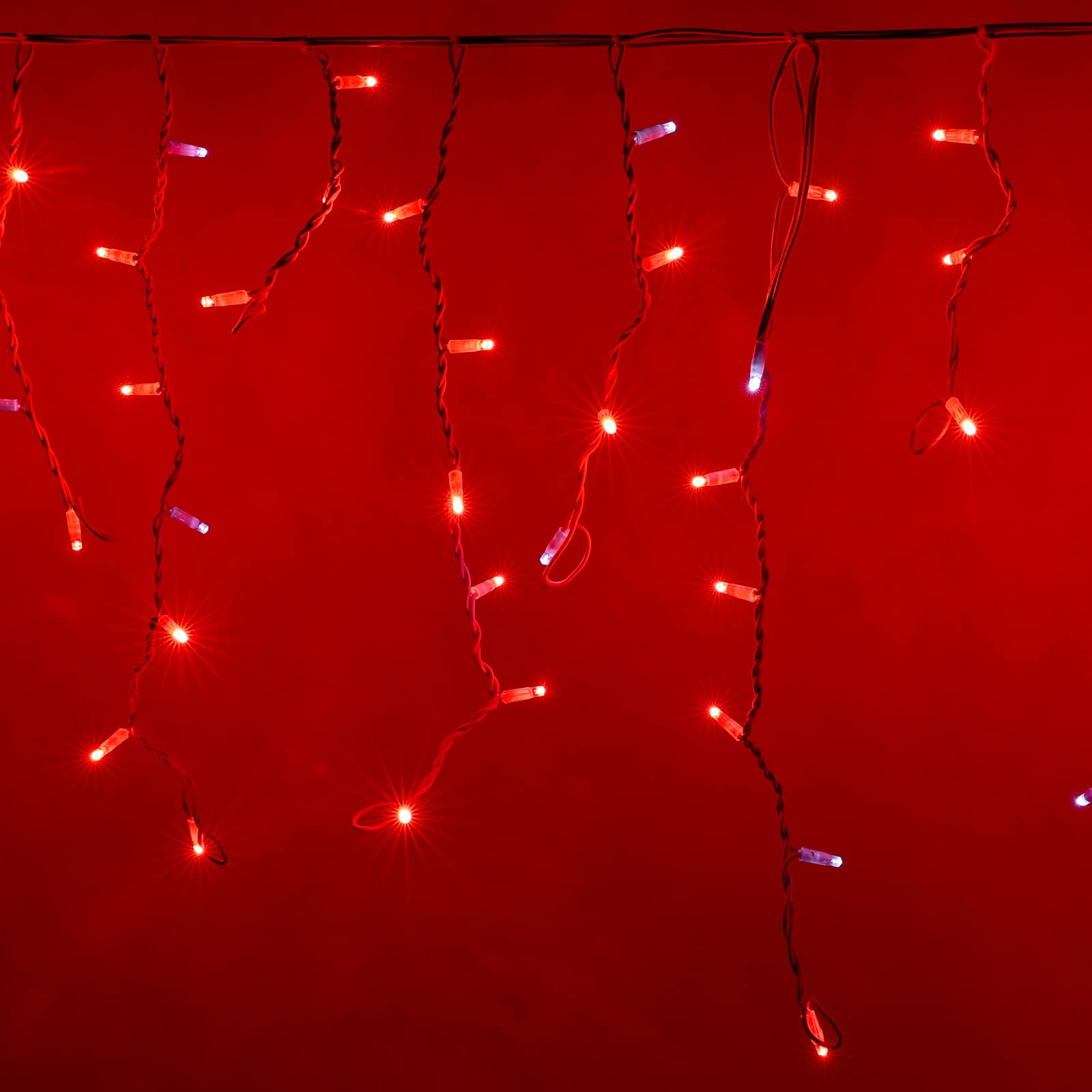 LUCCIKA Cascada de estalactitas tienda de lluvia 5 x 0,7 m con 200 maxiLed y flash para uso exterior interior profesional extensible (rojo con flash blanco hielo, 5 metros con 200 ledes)