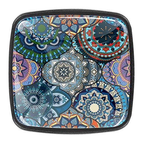 Preisvergleich Produktbild Glastür Schrank Knöpfe für Kommode Schubladen Home Office Küche Kleiderschrank Schublade zieht Griff Bunte Boho Blumenblume Nahtloses Muster Hipster Schrank Hardware