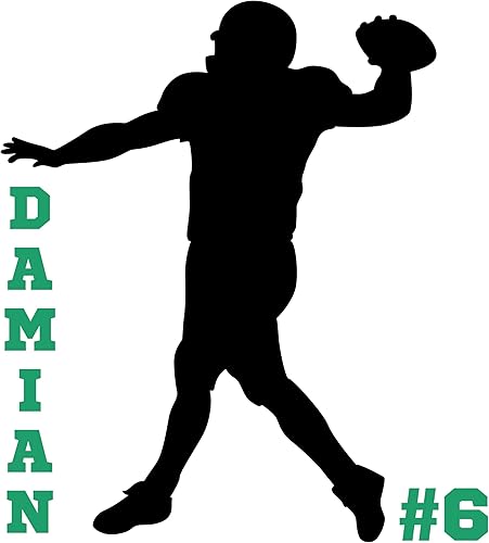 Calcomanía de pared personalizada de fútbol QB, decoración de fútbol para habitación de niños, más de 30 colores y varios tamaños