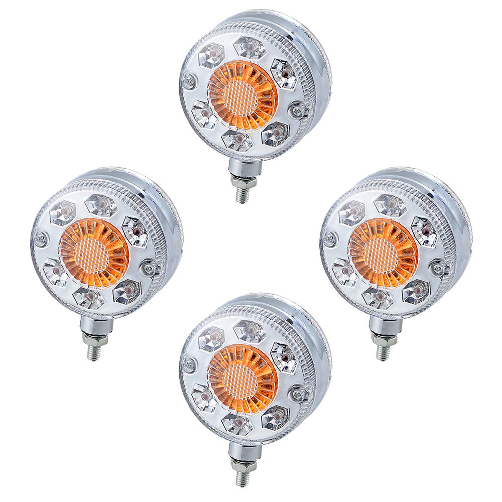 Astra Depot4PCS of 24 LED Double Face Light 3" Round Red/Amber/ White with Clear Lens SEMI TRUCK FENDER Long Vehicle