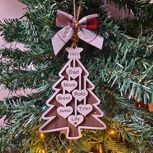Ornements de famille personnalisés, ornement d'arbre avec noms de...