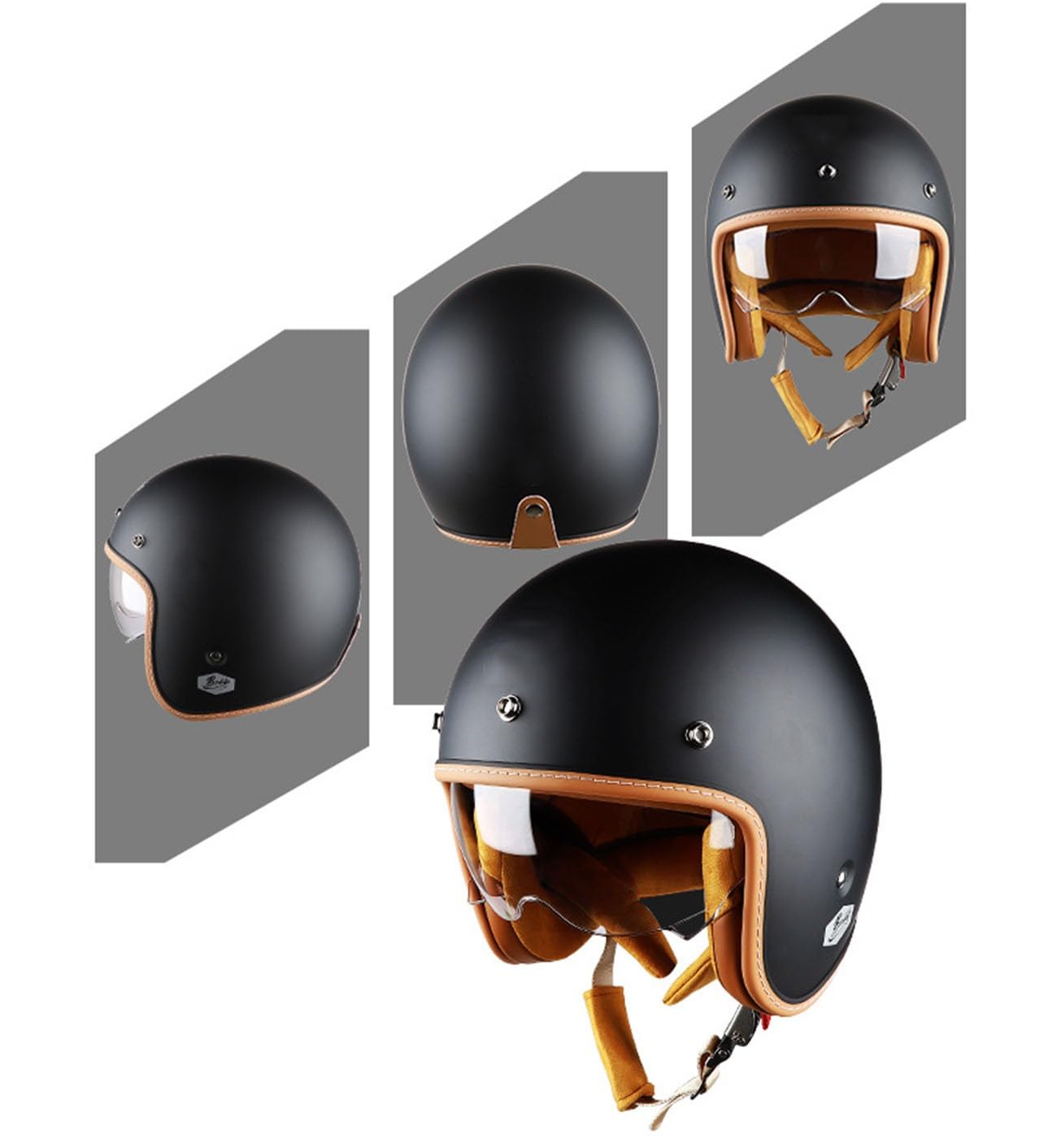 Amazon.co.jp: レトロオートバイオープンフェイスヘルメット