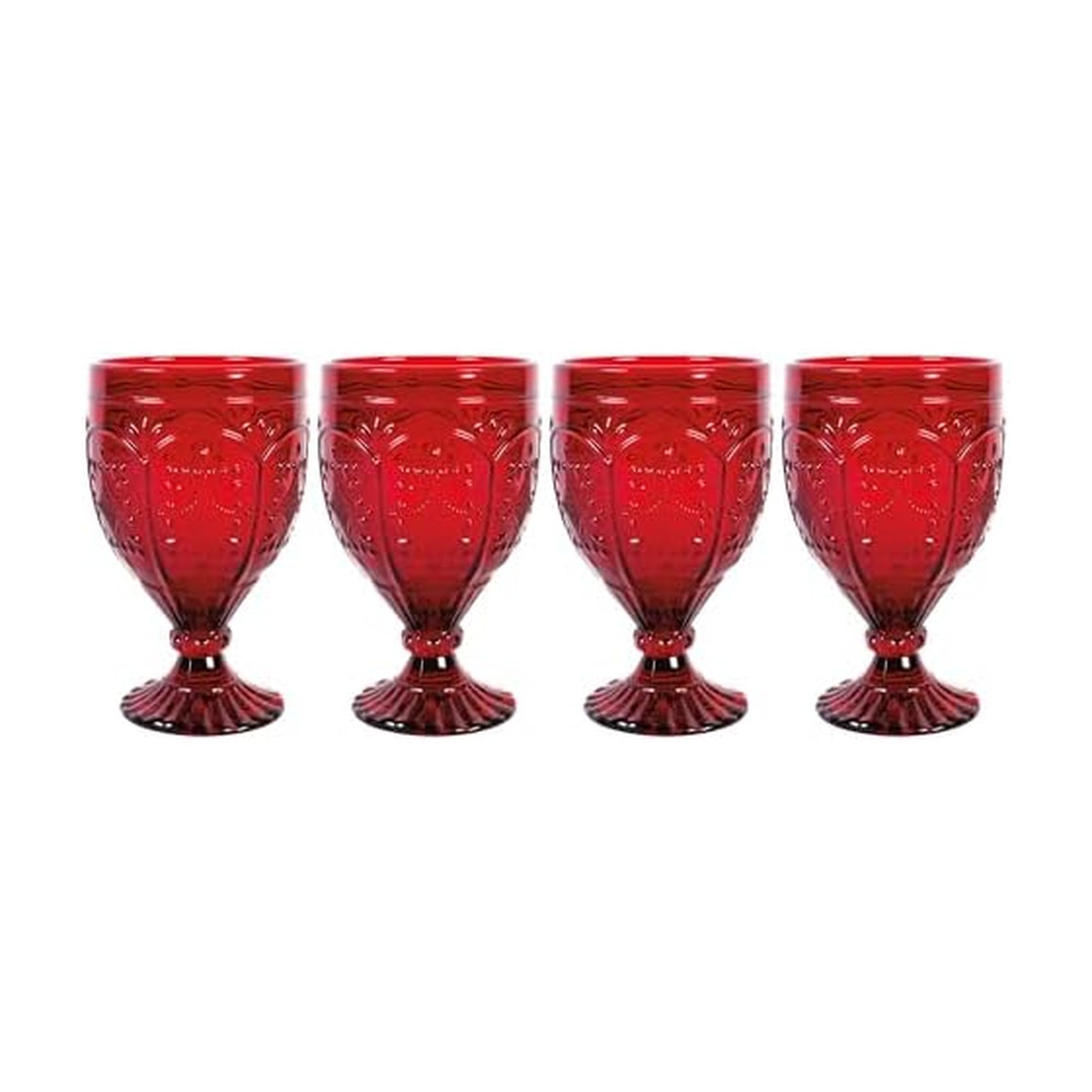 Fitz and Floyd 80-293 Trestle Glassware Ornate Goblets, Glass, Red