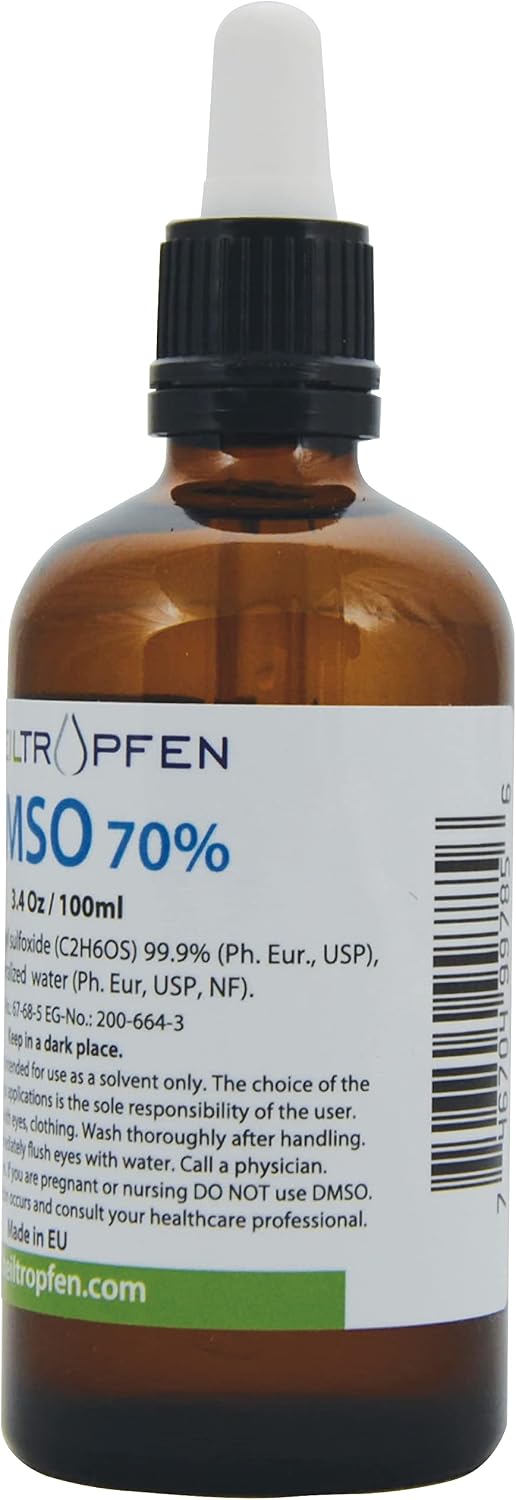 70% DMSO - Pharmaceutical Grade ingredients | Dimethyl sulfoxide Liquid 3.4 Oz - 100 ml | High Purity | Low Odor | Heiltropfen® DMSO Liquid 70/30
