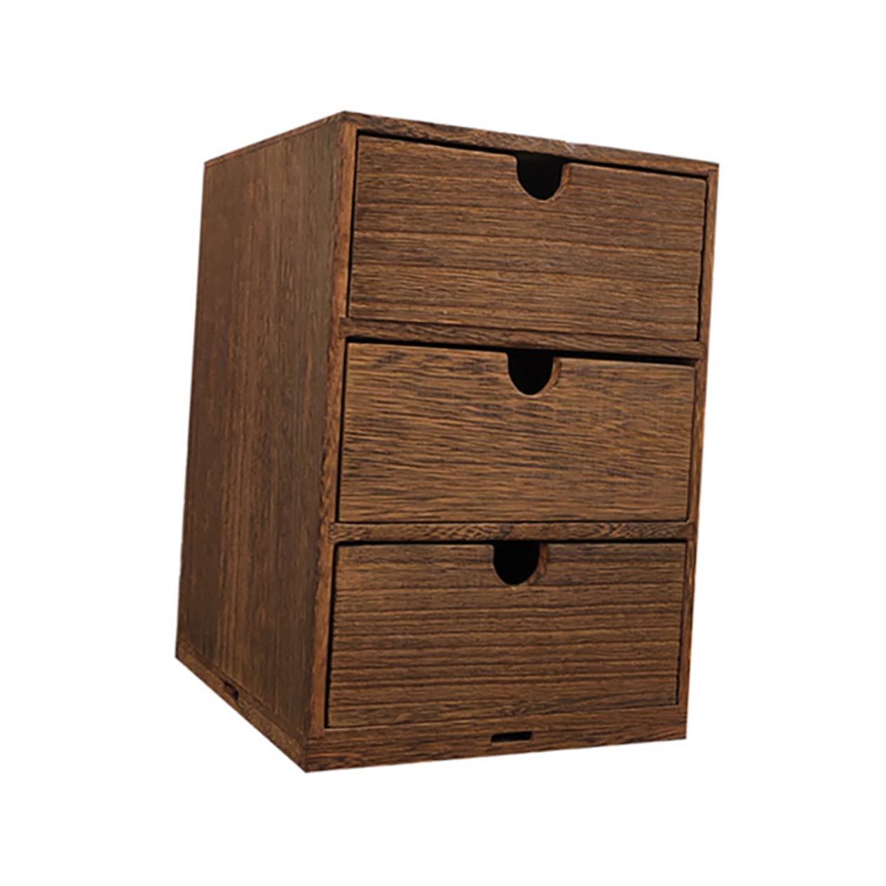 Happyyami Wooden Multi Layer Storage Case Three Drawer Organizer for Home Office Stylish Finish for Desktop Bedroom Living Room and More