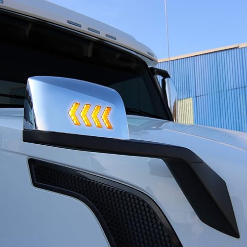 Miniatura 6 de DNA Motoring MIRROR-HAY-002-CH - Par de espejos laterales manuales de señal de giro secuencial LED con patrón de flecha compatibles con Volvo VN