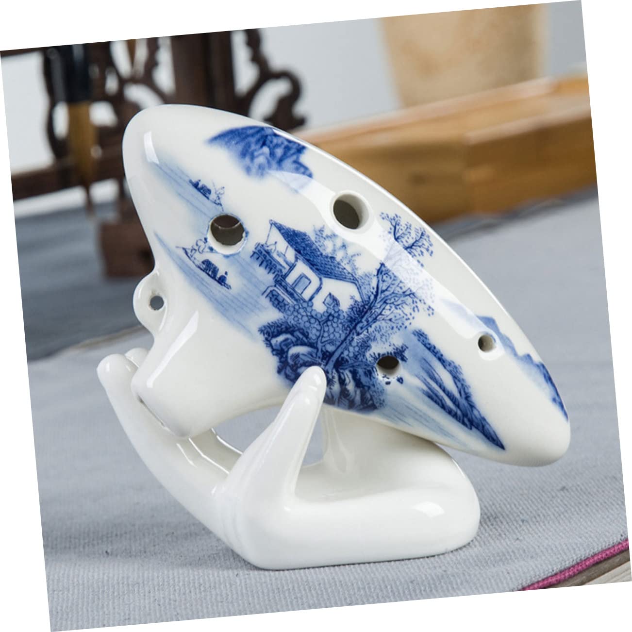 HEMOTON Elegant Hand Holder Ceramic Base for Ocarina Musical Instrument 6/12 Holes Display Stand