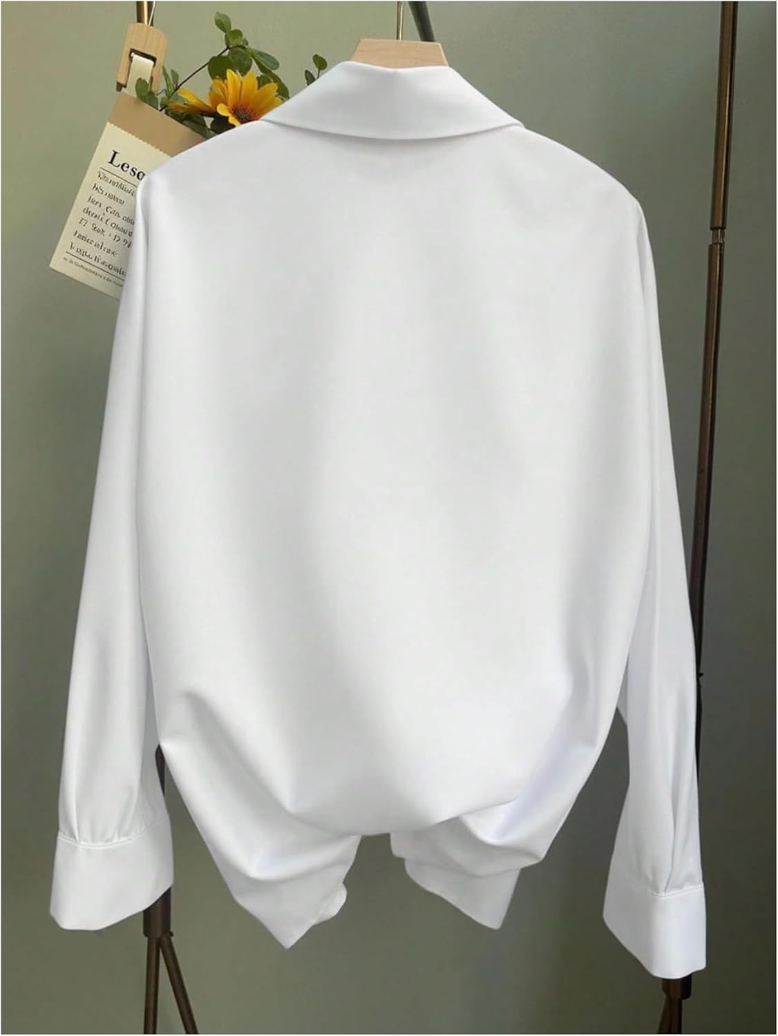 Verdusa Women's Oversized Button Down Shirts Asymmetrical Long Sleeve Shirt Buckle Dressy Casual Blouse - Image 3