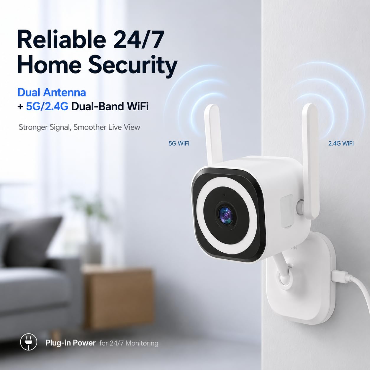 2 Stück 5G 1080P Sicherheitskamera Außen/Innen Sicherheitskamera für Schlafzimmer, Senioren, Hunde, Haustiere, IP66 wasserdicht, Nachtsicht, Bewegungserkennung