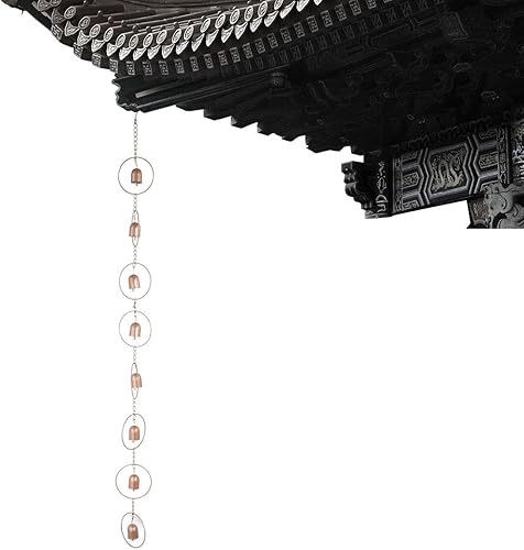 Miniatura 5 de YOUGE Cadena de lluvia decorativa, cubo de regadera, mariposa, corazón, anillo, campana, cadena de lluvia para canalón, cadena de lluvia colgante