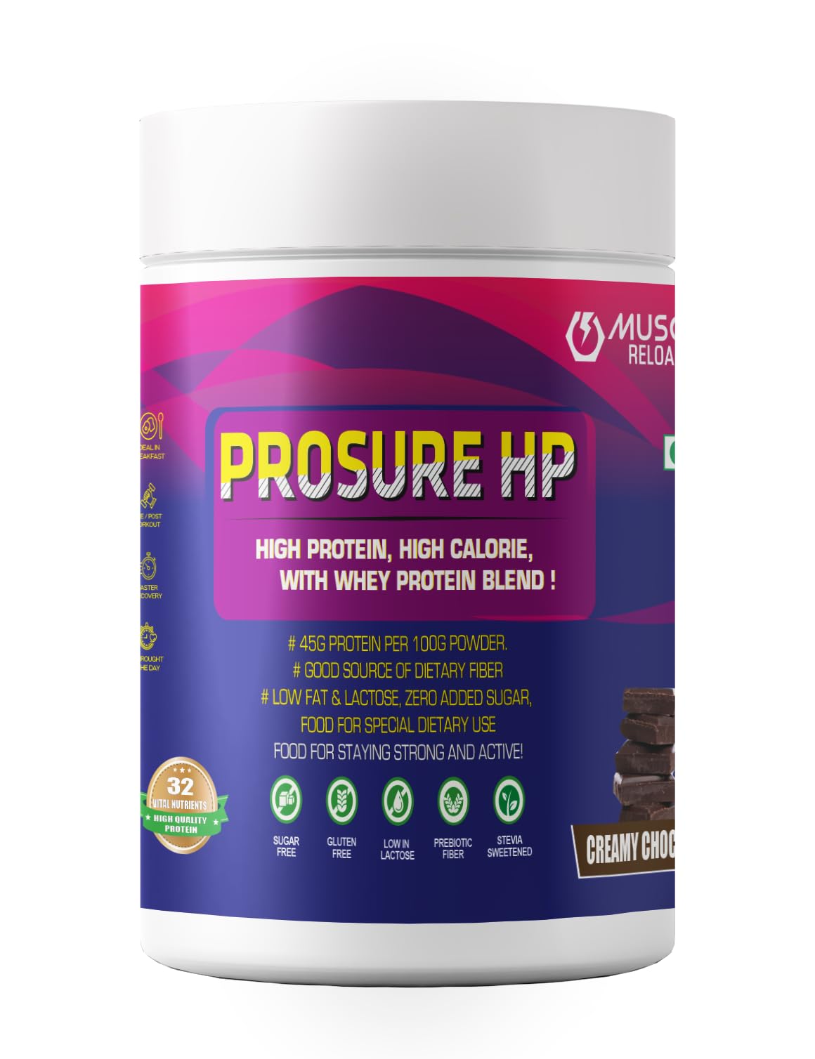 Muscle Reload Prosure HP| High Fiber & Zero Added Sugar| Protein Powder Supplement for Elders,40+ & Old Age Men & Women for Muscle & Bone Strength|500g (1.1lbs) | 15 Servings | (Creamy Chocolate) (B0CBMX5CYT) Amazon Price History, Amazon Price Tracker
