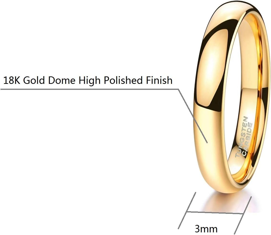 CROWNAL 1mm 2mm 3mm 4mm 5mm 6mm 7mm 8mm Tungsten White/Yellow Gold/Rose Gold Plated Wedding Band Ring Men Women Plain Dome Polished Comfort Fit - Image 3