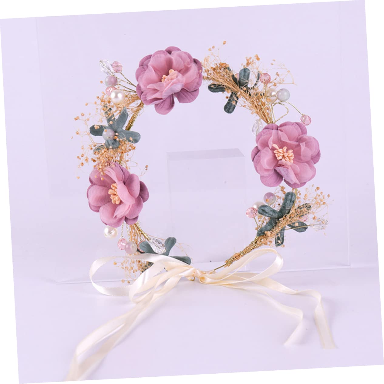 Bandeau à Fleurs Rose en Plastique pour Coiffure Élégante
