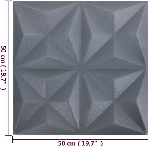 Miniatura 6 de CHARMMA 3D Wall Panels 12 pcs 19.7"x19.7" Origami Gray 32.3 ft-3504
