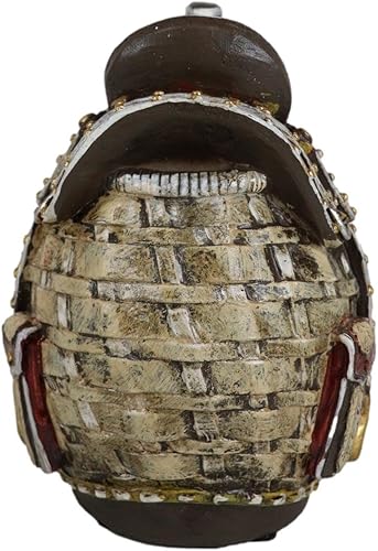 Miniatura 4 de Ebros Gift Silla de caballo de vaquero marrón rústico con diseño floral y de mimbre con diseño de cesta de dinero, moneda de ahorro, hucha de 5.5