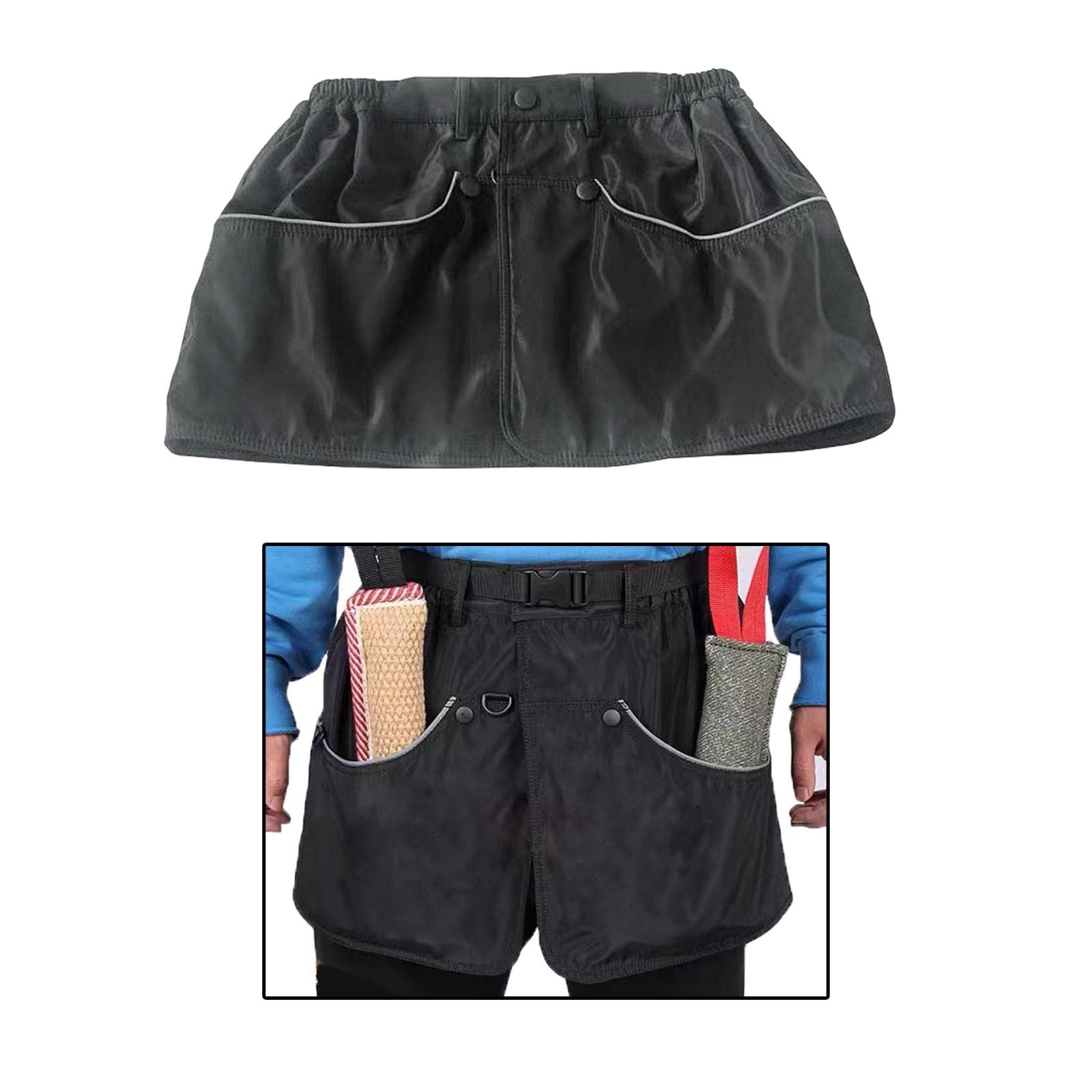 Baoblaze Tablier professionnel pour dresseur de chien - Avec plusieurs poches et ceinture de hanche - Pantalon de dressage réglable - Vêtement de promenade pour l'extérieur - Noir - L 92 cm