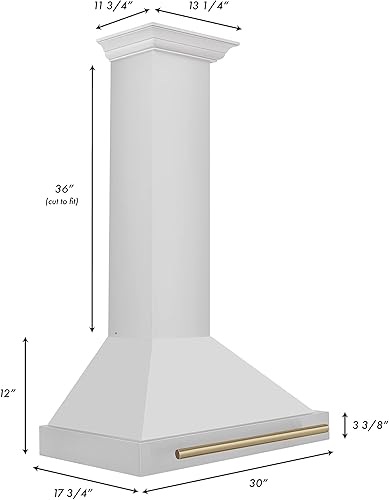 Miniatura 7 de ZLINE - Campana extractora de acero inoxidable de 30 pulgadas con carcasa de acero inoxidable y detalles de bronce champán