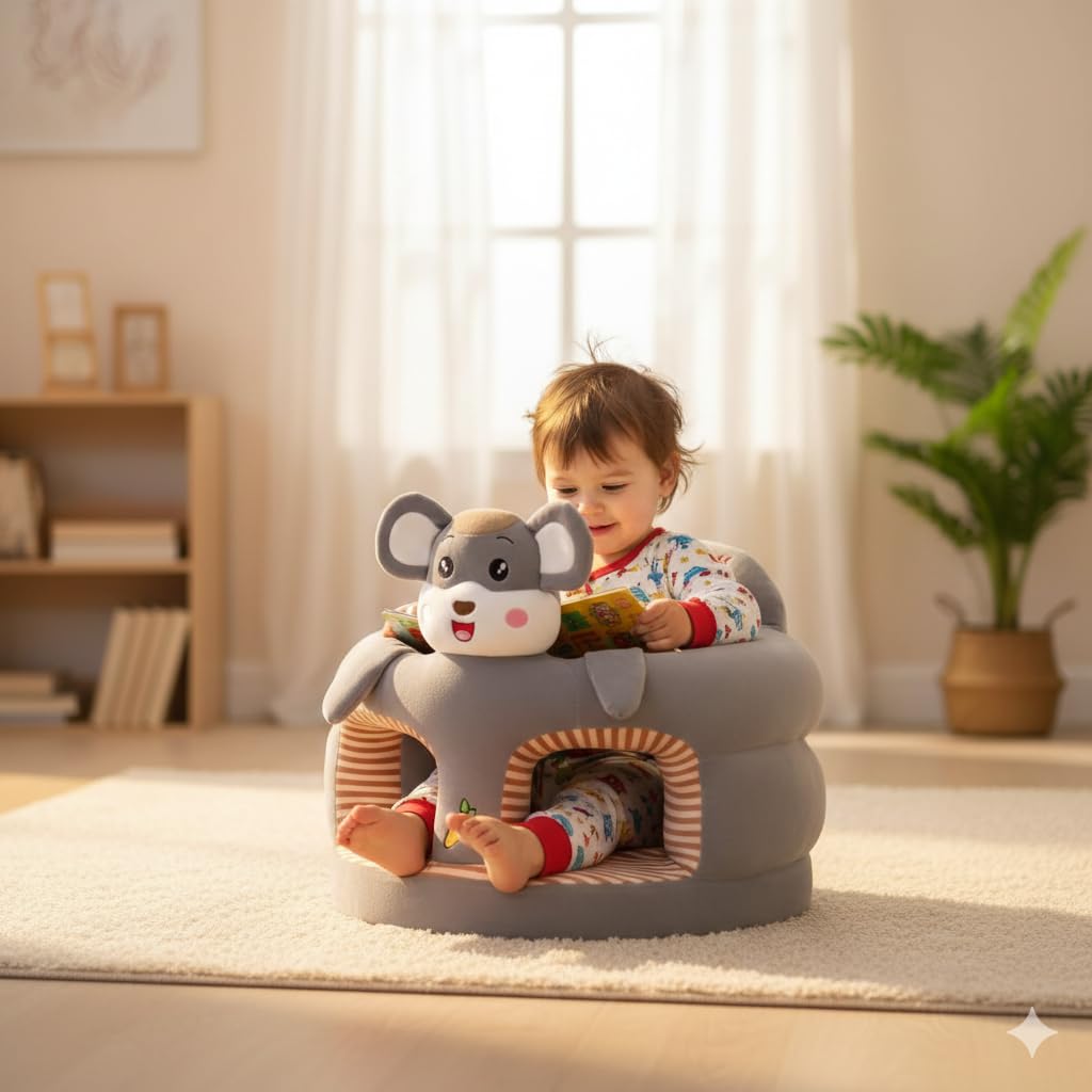 FLOATING DREAMS Plush Baby Sofa Seat | Birthday Gift Return Gift Seat (Use for 0 Month to 2 Year) 3