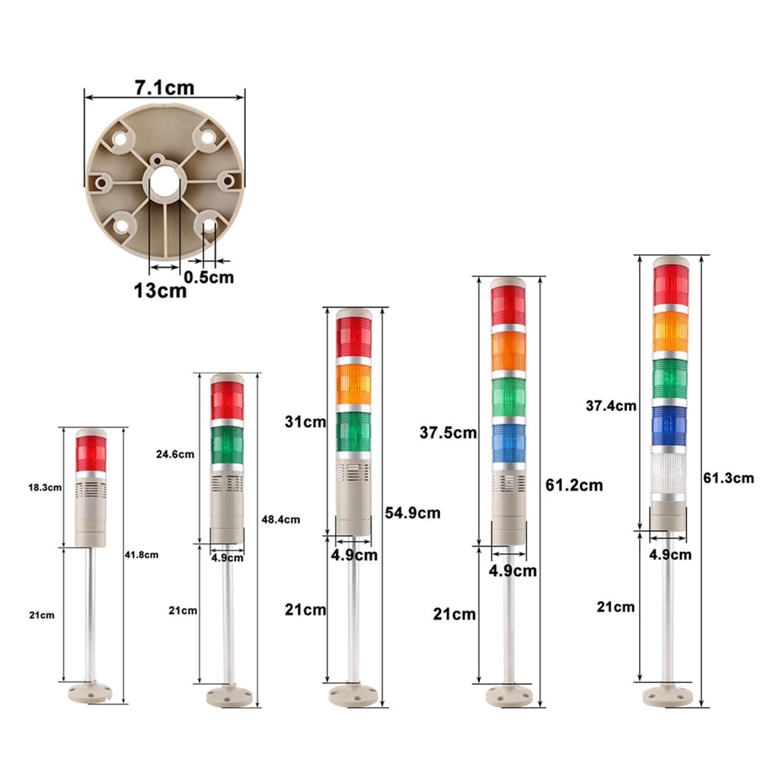 Luz Industrial de Torre Señal Luz de Torre LED de 50 mm con señal Fija y Flash, Multicapa, Luces de Alarma, lámpara de Advertencia for CNC Industrial, 24 V, 220 V(Steady Light 2,AC 220V)