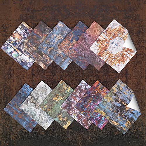 Vondyu 24 Sheets Brunge Patina Theme Mixture Scrapbooking Paper Diy Origami Single-Sided Designer Paper Pad For Card Making, Colored Cardstock Scrapbook Decorative Craft Papers - 6" X 6" #TOP6