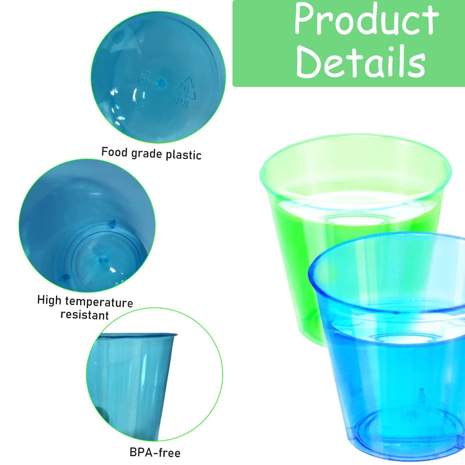 Hejo 100 Stuks Plastic Shotglaasjes, Borrelglazen 30 ml-1 oz, Transparante Herbruikbaar Shotglazen voor Partij, Bruiloft, Festival, BBQ, Drinken Spellen, Jelly Cup