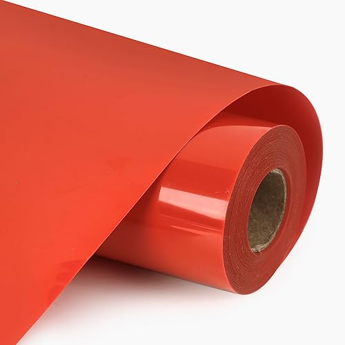 HTVVETUR Vinilo de transferencia de calor rojo, rollos HTV de 12 pulgadas x 9 pies para camisas, vinilo para planchar para cameo, fácil de cortar y