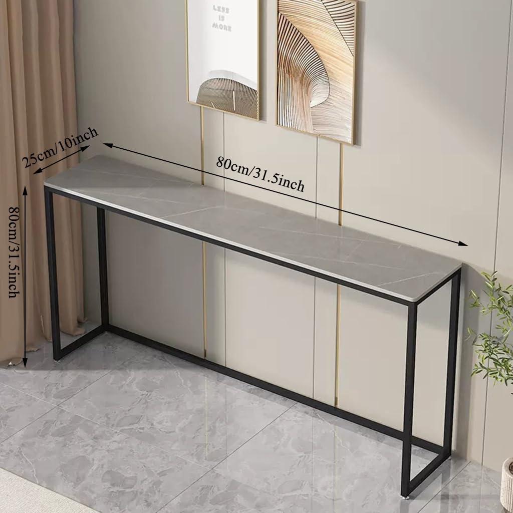 Consolle moderna con base in metallo e ripiano portaoggetti aperto, tavolo stretto da bar per soggiorno, corridoio, atrio, dietro il divano (stile 3, 120 x 30 x 80 cm