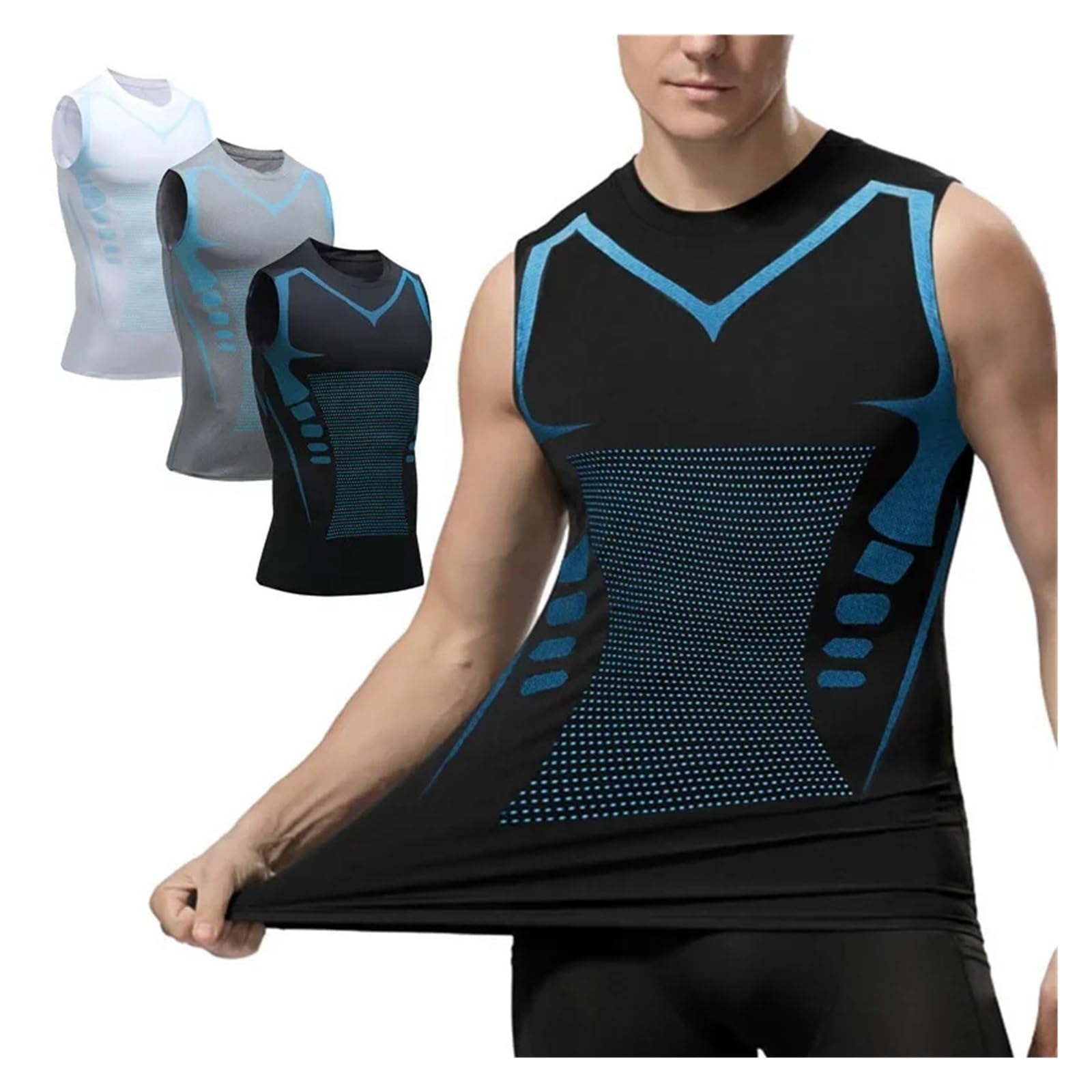 Copertura per Uomo Gilet Modellante for Uomo Tessuto for for Costruire Un Corpo Camicie Contenitive for La Pancia Canotta Fitness Allenamento Dimagrante Body Shaper