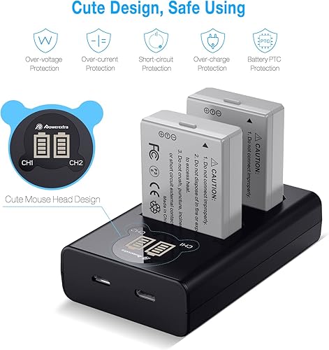 Miniatura 4 de Powerextra Paquete de 2 baterías LP E5 compatibles con Canon LP-E5 y cargador LCD de doble canal para Canon EOS Rebel XS Rebel T1i Rebel XSi 1000D