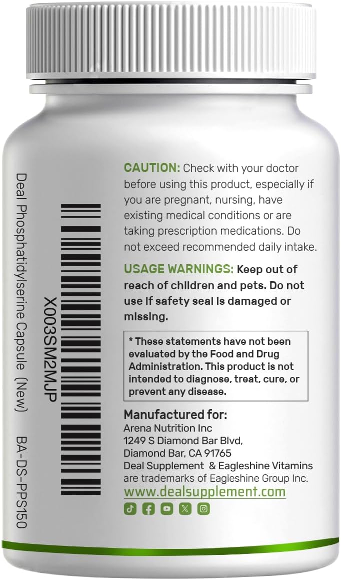 Phosphatidylserine Supplement, 400mg Serving, 240 Capsules – Soy Free Sunflower Lecithin Source - Image 8