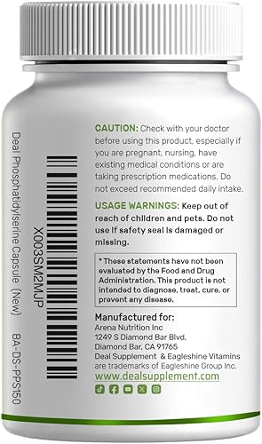 Miniatura 8 de Suplemento de fosfatidilserina, porción de 400 mg, 240 cápsulas - Fuente de lecitina de girasol sin soja