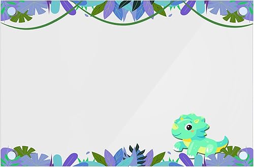 Pizarra acrílica personalizada de borrado en seco para pared con divertido borde temático de dinosaurio, se envía al día siguiente, fabricada en