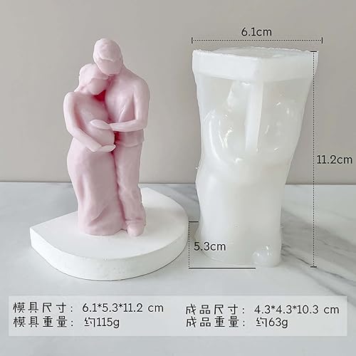 Miniatura 2 de Grainrain Resina abstracta figura decoración molde embarazada pareja vela cera molde de silicona (H-5026)