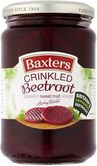 Baxters Beetroot Crinkle Cut in Sweet Vinegar 12 Ounces Baxters Beetroot Crinkle Cut in Sweet Vinegar 12 Ounces