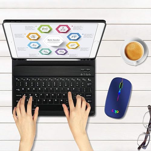 Miniatura 7 de COO Ratón inalámbrico, LED delgado modo dual (Bluetooth 5.1 y 2.4G inalámbrico) recargable LED inalámbrico con 3 DPI ajustables para iPad OS 13,