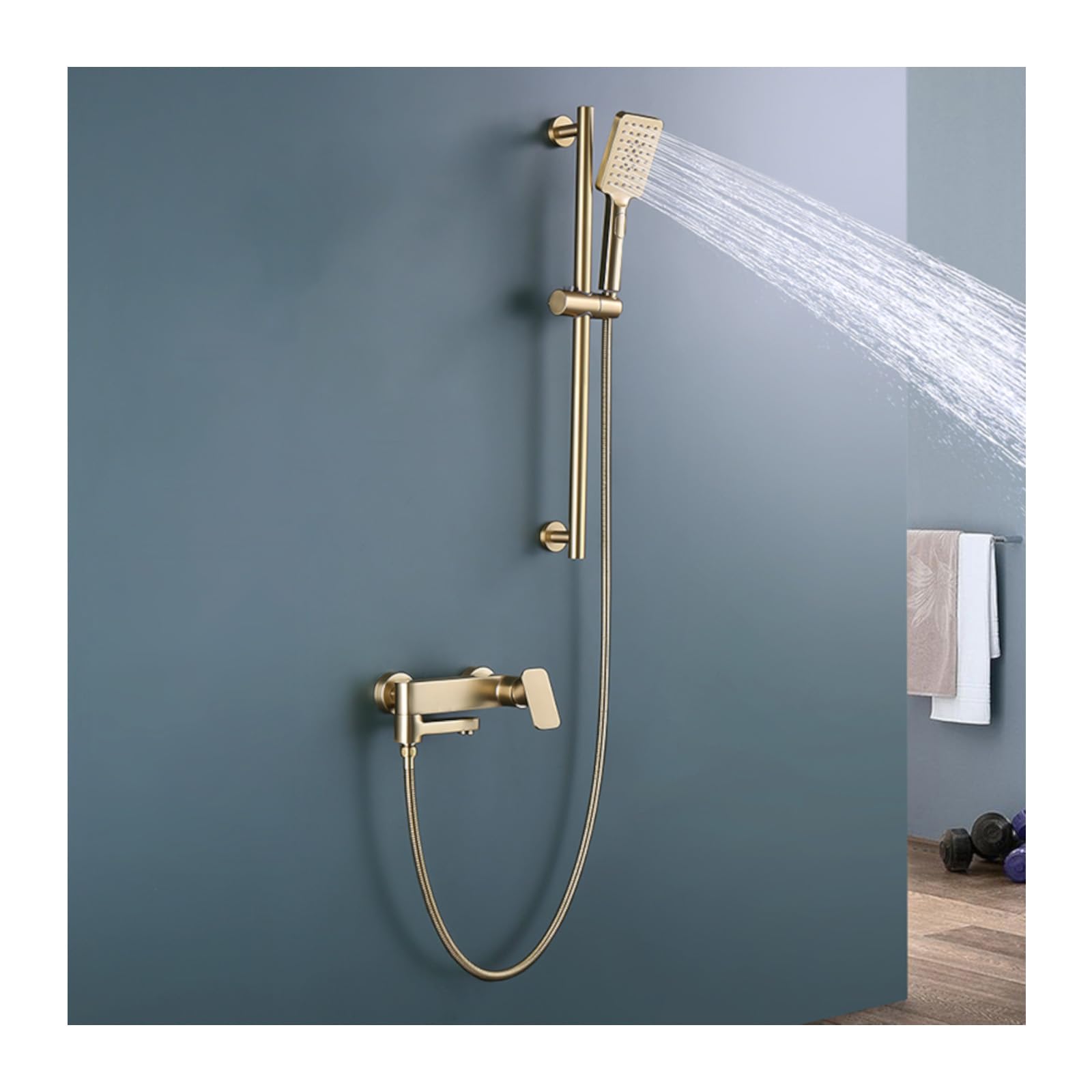 SBCGFY Chrome Bathtub Shower System With Lifting Rod And Handheld Sprayer Folding Style Faucet Square Shower Head For Modern Bathroom,