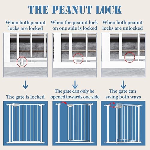 Miniatura 3 de DEARBB Puerta de bebé con triple bloqueo para escaleras, puertas y casa, de 31 a 86 pulgadas, extra ancha, montada a presión, fácil de caminar,