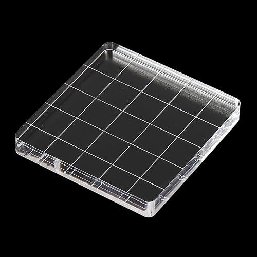 Miniatura 4 de PATIKIL Bloque de sello acrílico de 2 x 2 pulgadas, paquete de 2 bloques de estampado transparentes con líneas de cuadrícula, bloques de montaje