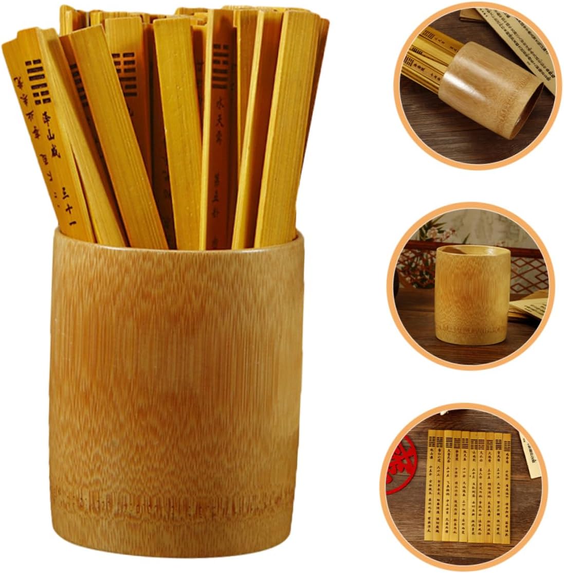 Divination Game Set with Chinese Fortune Sticks and High Bucket Lightweight Portable Prop for Fun Leisure and Easy Traditional Ching Practice