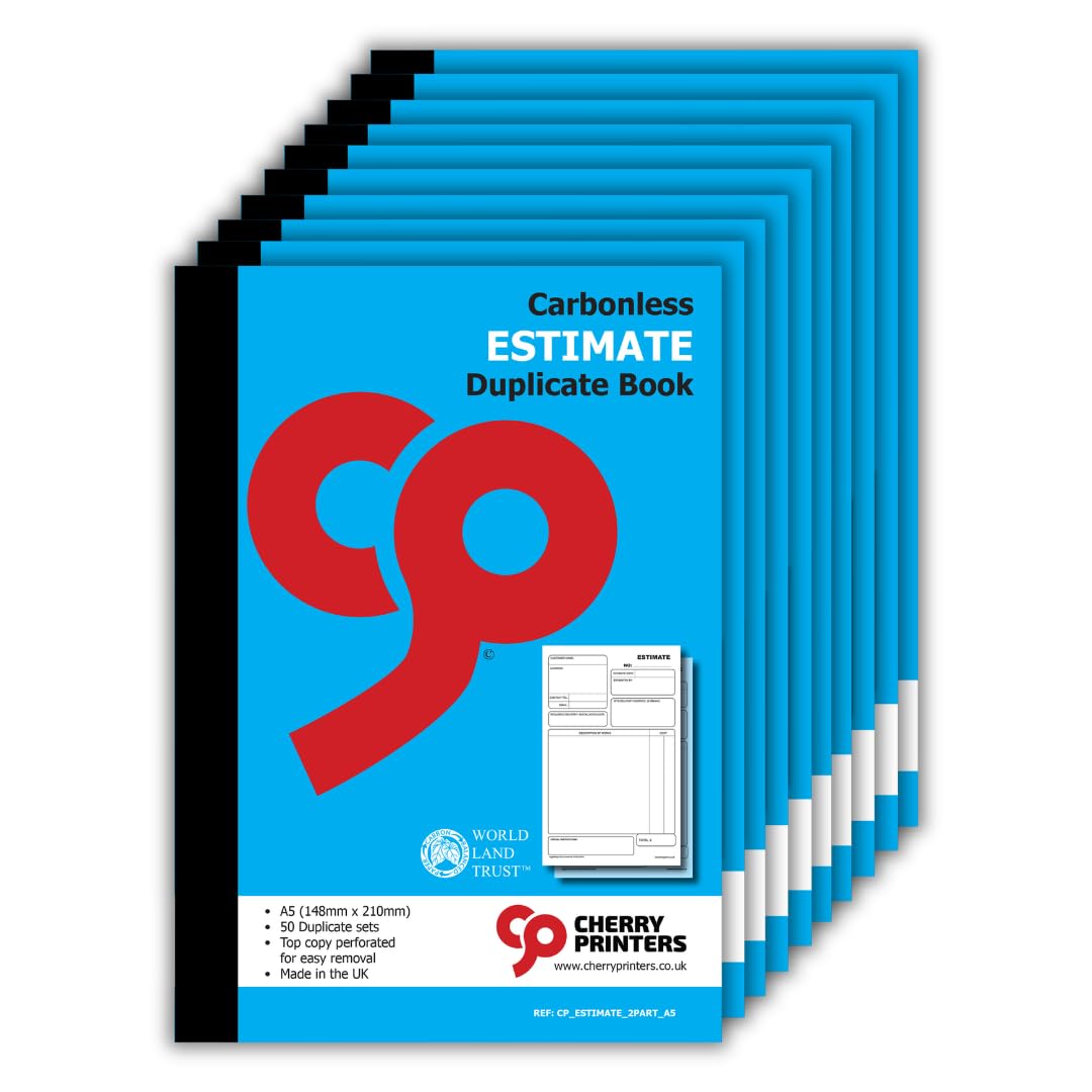 Cherry Printers | Estimate Duplicate Book A5 | 50 Sets | 10 Pack