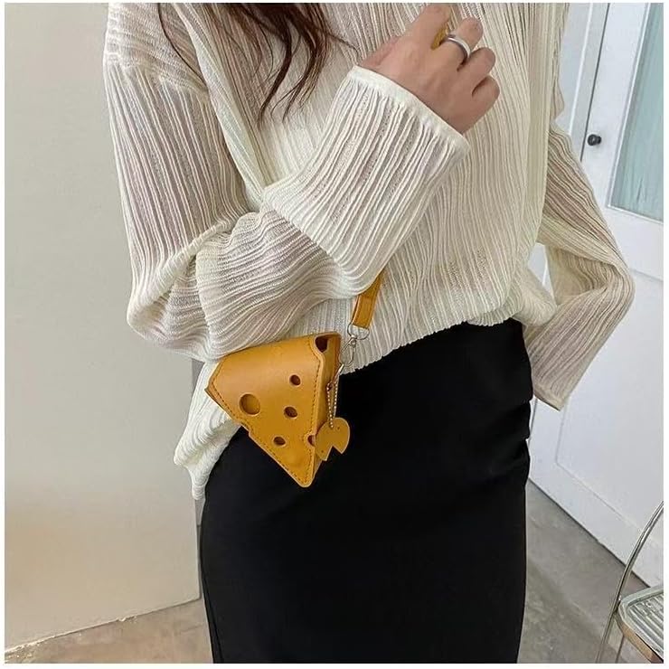 Fashion PU Leather Cheese Shaped Crossbody Bag, Creative Mini Shoulder Bag Fashion Handbag Wallet Purse for Women - Image 5