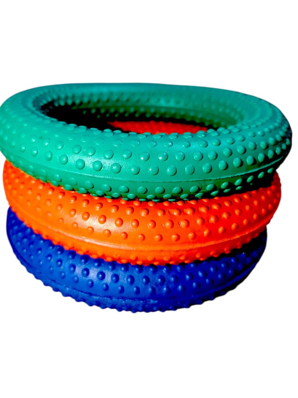 Pack of 3 Dotted Grip Ring | Textured Rubber Hand Exercise Ring | Anti Stress Finger Strengthener | Non-Slip Soft Sensory Therapy Ring for Workout, Rehabilitation & Daily Use (Pack of 3)-image-21