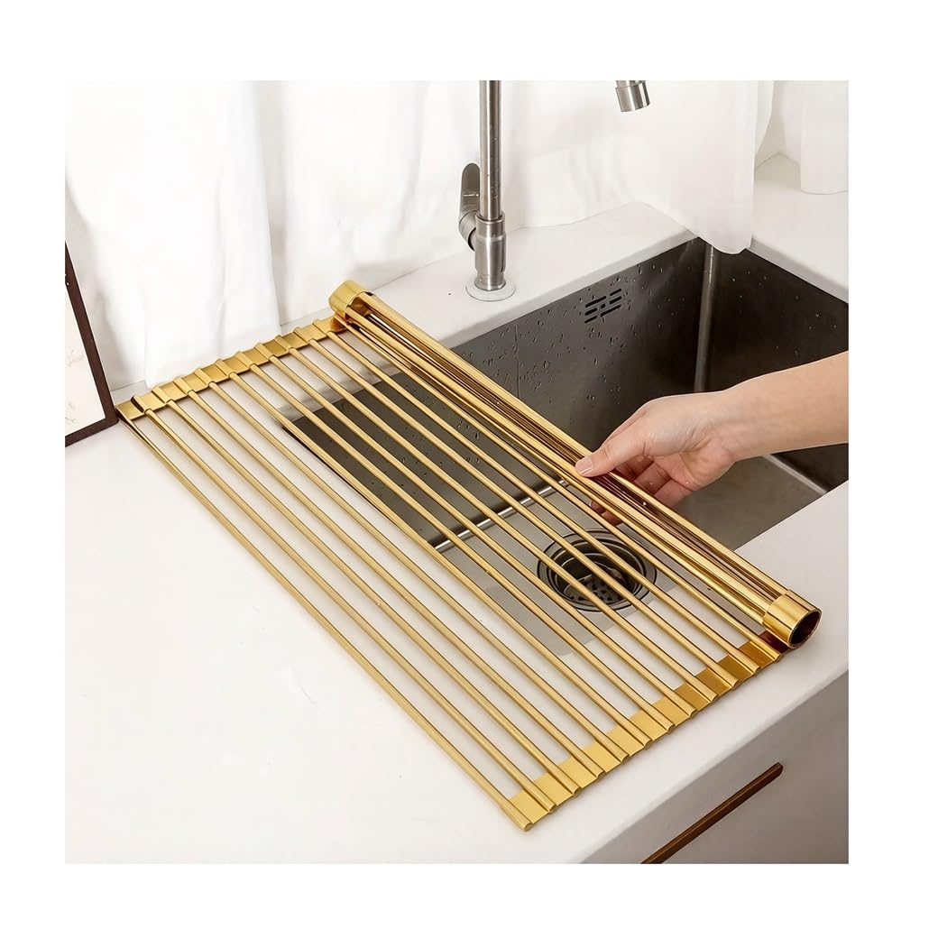 Scolapiatti Arrotolabile, scolapiatti in Silicone da Fissare al lavello, Tappetino scolapiatti Pieghevole Multiuso per lavello, scolapiatti Antiscivolo per Piano Cucina