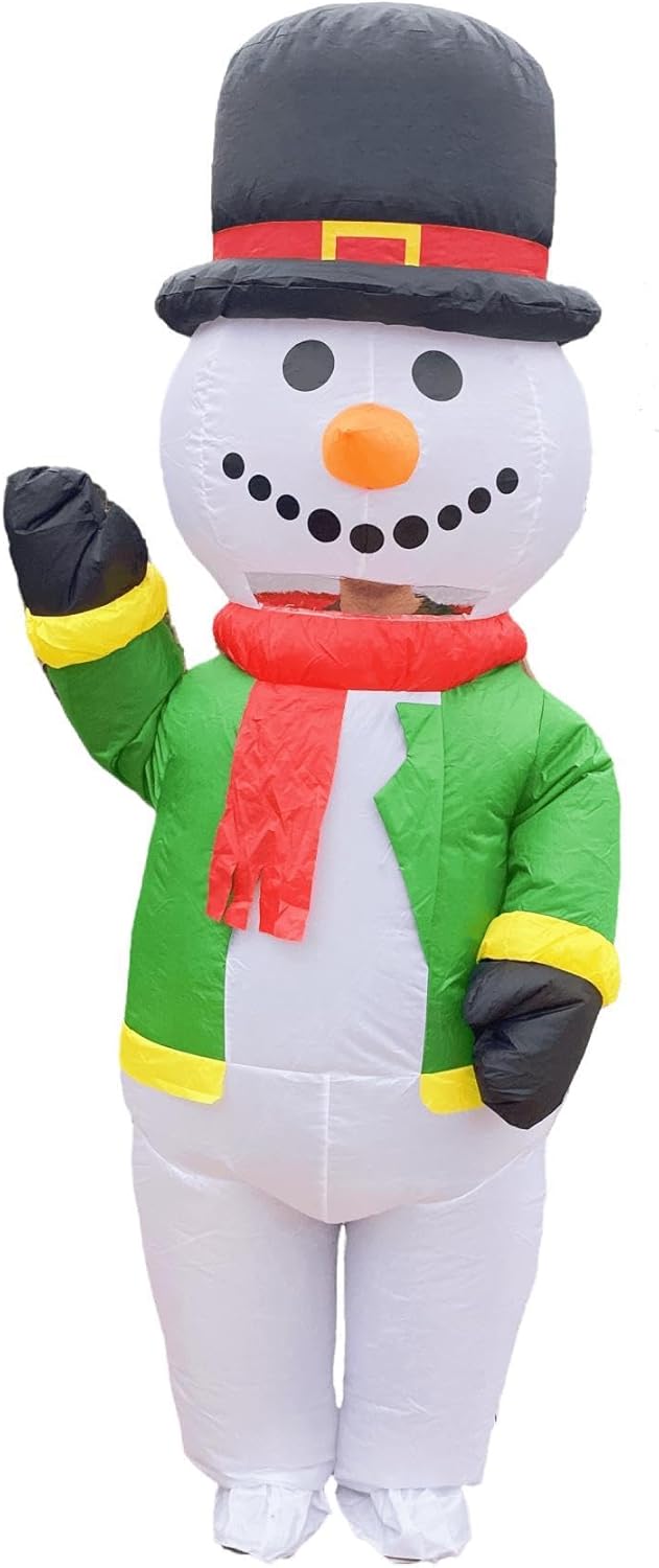 Inflatable Christmas Snowman Costume Adult Funny Blow Up Costumes Halloween Christmas Character Blowup Suit