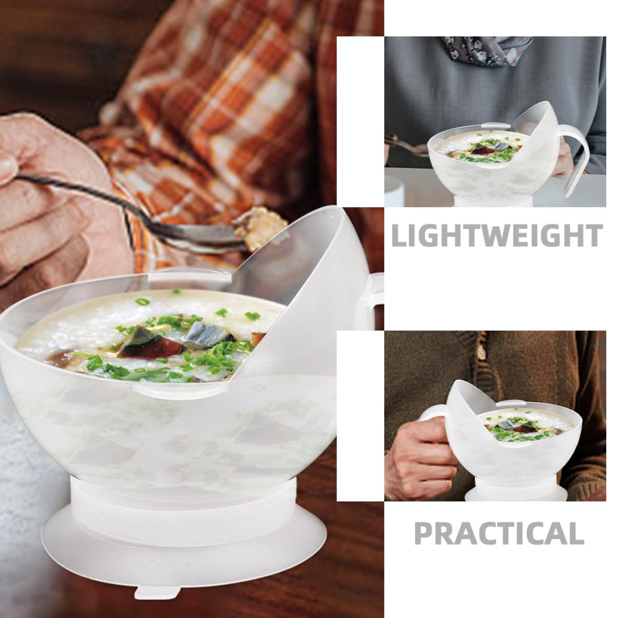 4piezas Bowl Antideslizante Ventosa Para Personas Mayores y Discapacitadas Tazón Para Evitar Derrames y Caídas De Utensilios De Comida Para Ancianos y Ayuda La Alimentación